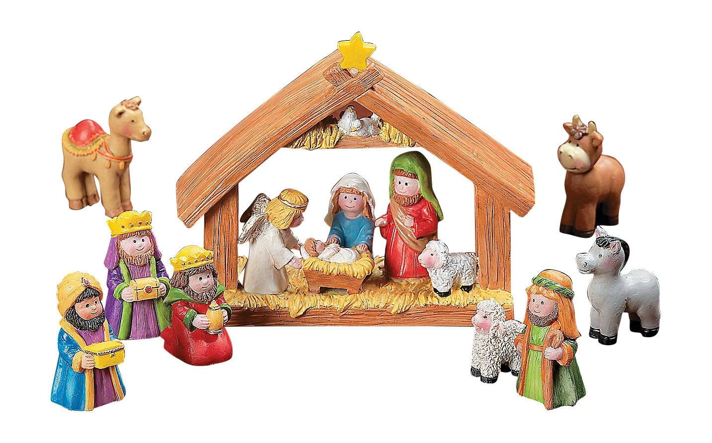 Handpainted Colorful Resin Tabletop Nativity Set