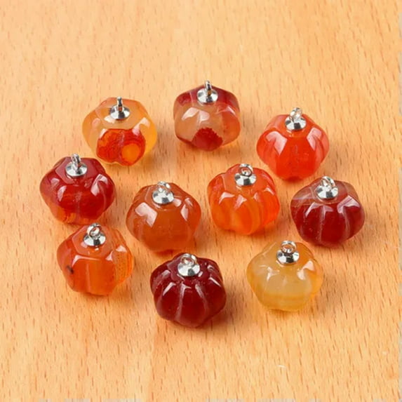 Mini Natural Chakra Crystal Pumpkin Pendant Stone Carving Necklace Jewelry Reiki