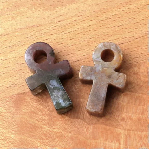 Mini Natural Crystal Ankh Carved Quartz Cross Pendant Egyptian Life Symbol DIY
