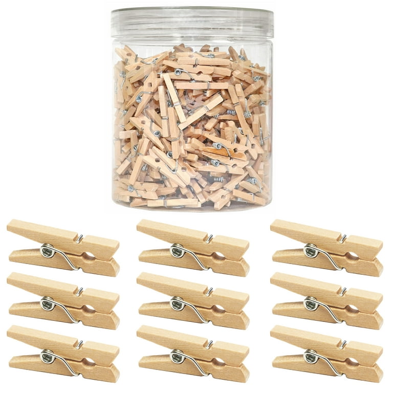 Mini Natural Wooden Clothespins, 320pcs, 1 Inch Photo Paper Peg Pin Craft  Clips for Scrapbooking, Arts & Crafts, Hanging Photos (Natural)