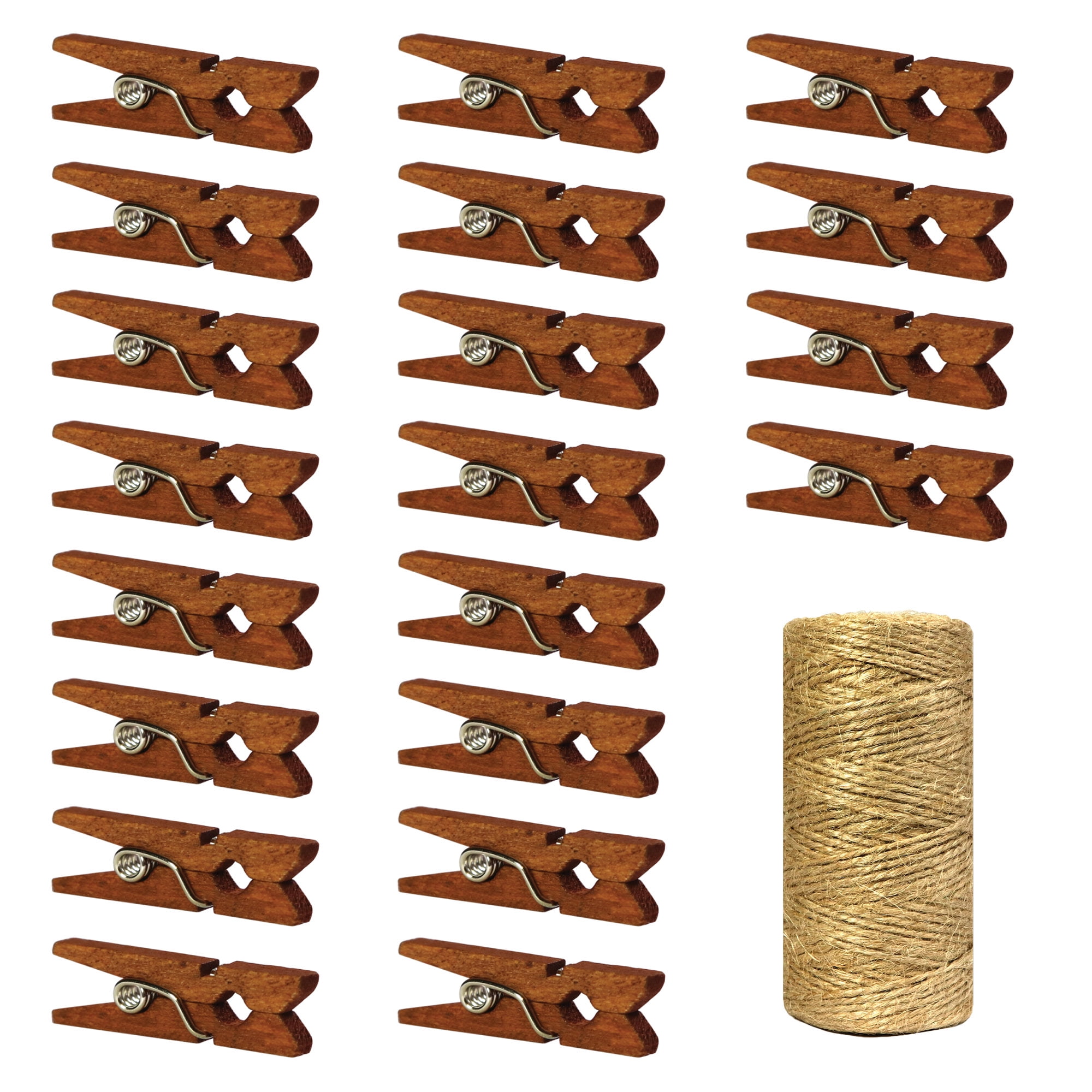  Mini Clothes Pins for Photo, Natural Small Wooden Clothespins 1  Inch Tiny Wood Decorative Clips Bulk, 33FT Jute Twine and Clothespins for  Crafts Photos Pictures Baby Shower Game Classroom, 250 PCS 