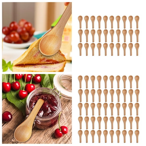Mini Natural Wooden Spoons Set of 30 Small Teaspoon Utensils for Kitchen Cooking Condiments Stirring Serving 30PCS