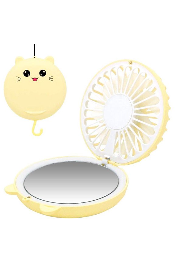 Mini Necklace Fan, Portable Desk Fan, Personal Foldable Handheld Fan, Yellow