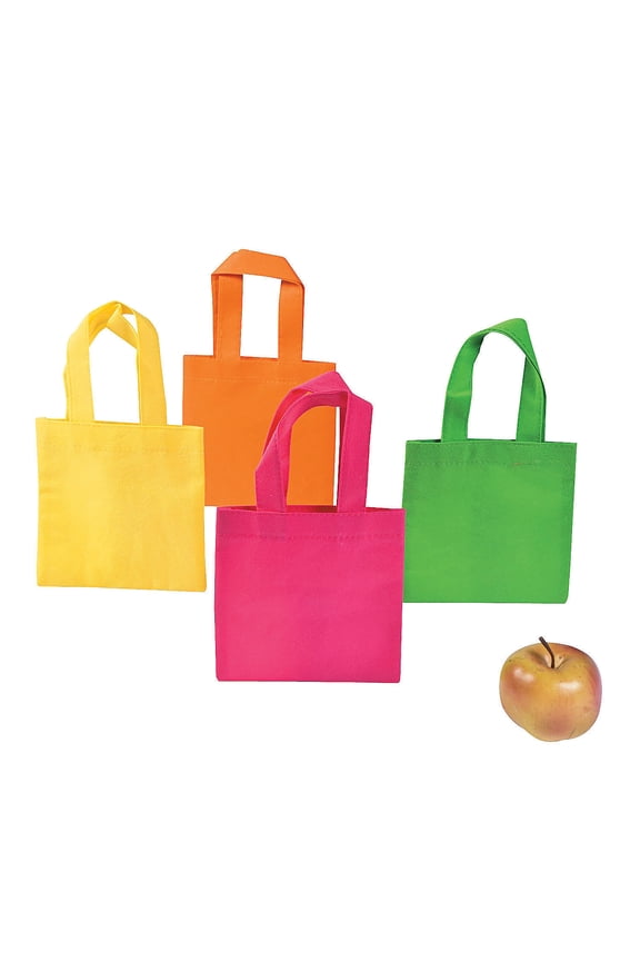 Mini Neon Pnw Tote Bags - Party Favors - 12 Pieces