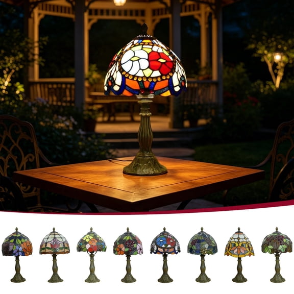Mini Night Light, European Stained Glass Design Mini Night Light, Soft Light & Decorative Bedside Night Lamp, Stained Glass Lamp for Little Ones, Adults, Bedroom, Study, Nightstand.