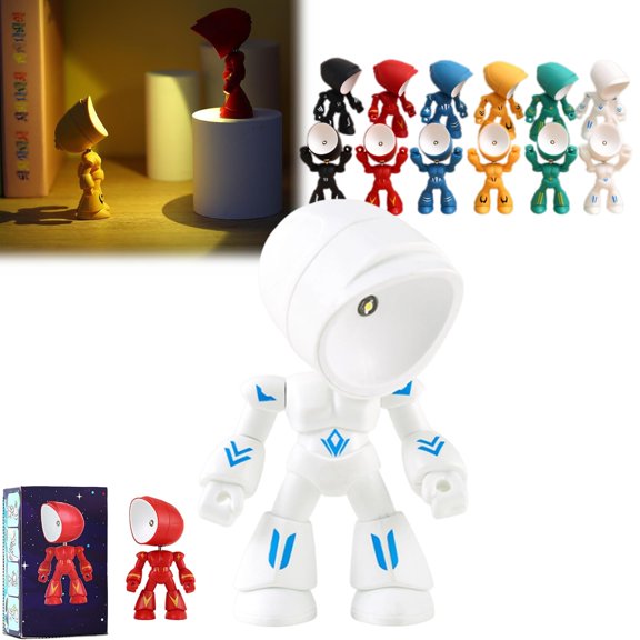 Mini Night Light – Lonely Robot Design, Adjustable Cute Cartoon Robot Companion Table Light,Magnetic Base,Bedside Reading Book Lamp for Bedroom,Office,Thanksgiving Gifts