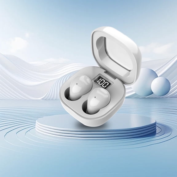 Mini Noise Reduction Sleep Bluetooth Earphones, Staron Small In-Ear Wireless Earbuds for Side Sleepers, Portable Sound Isolating Earplugs with 20-Hour Battery Charging Case, White