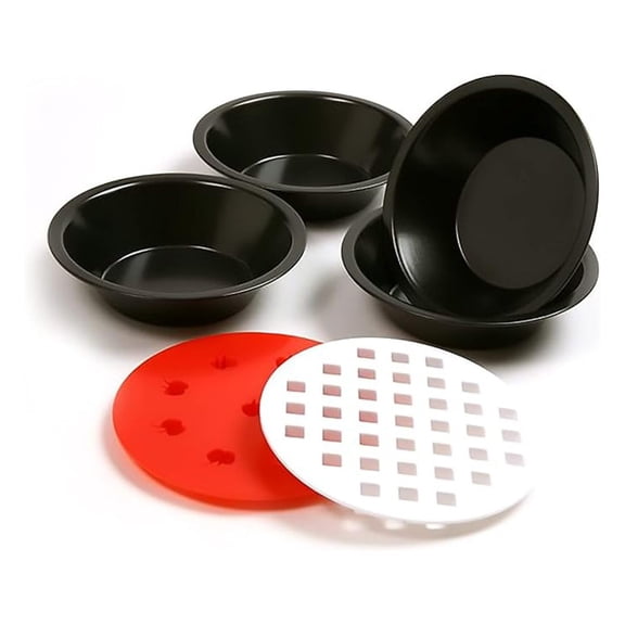Mini Non Stick Pie Pan Set Of 4 with Pie Top Cutters Set Of 2 Durable