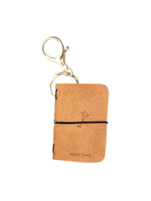 Mini Notebook Keychain Pendant, Faux Leather Portable Journal for Backpack Decor, Compact Pocket Notepad with Key Ring