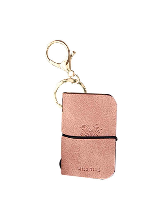 Mini Notebook Keychain Pendant, Faux Leather Portable Journal for Backpack Decor, Compact Pocket Notepad with Key Ring
