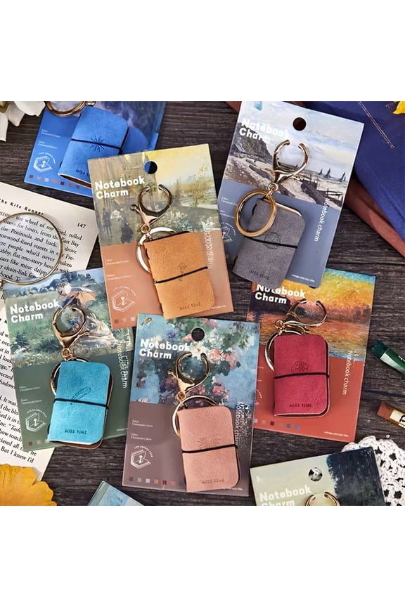 Mini Notebook Keychain with Soft Faux Leather Cover, Portable Ledger Notepad Pendant for Backpack, Purse or Keys, Cute School and Office Accessory