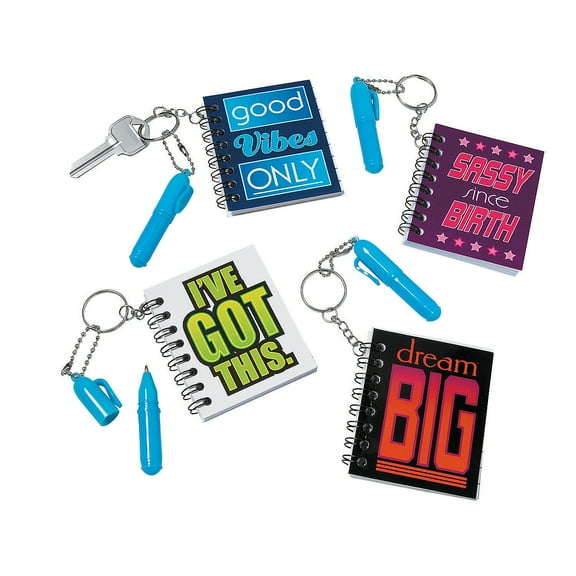 Mini Notebook W/Pen And Key Ring(12 Set) - Stationery - 12 Pieces