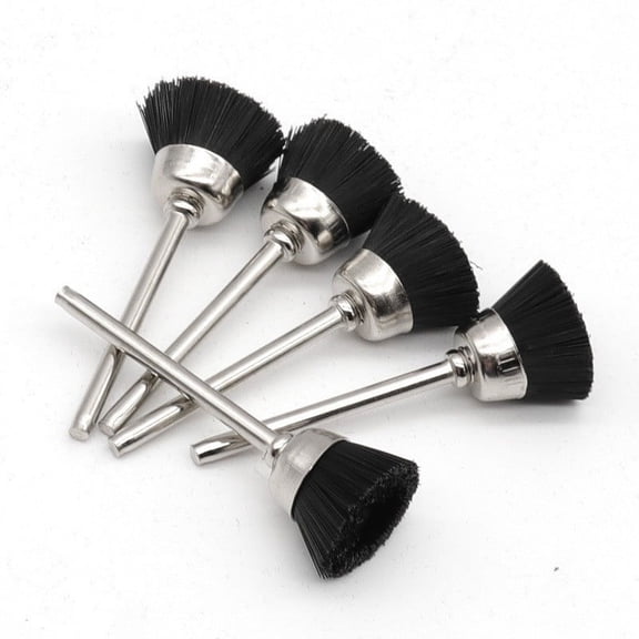 Mini Nylon Bowl Brush for Nail Drill Bits, Set of 10 Electric File Cleaning Brushes, Manicure Tool Accessory with Handle for Debris Removal, Home and Salon Use