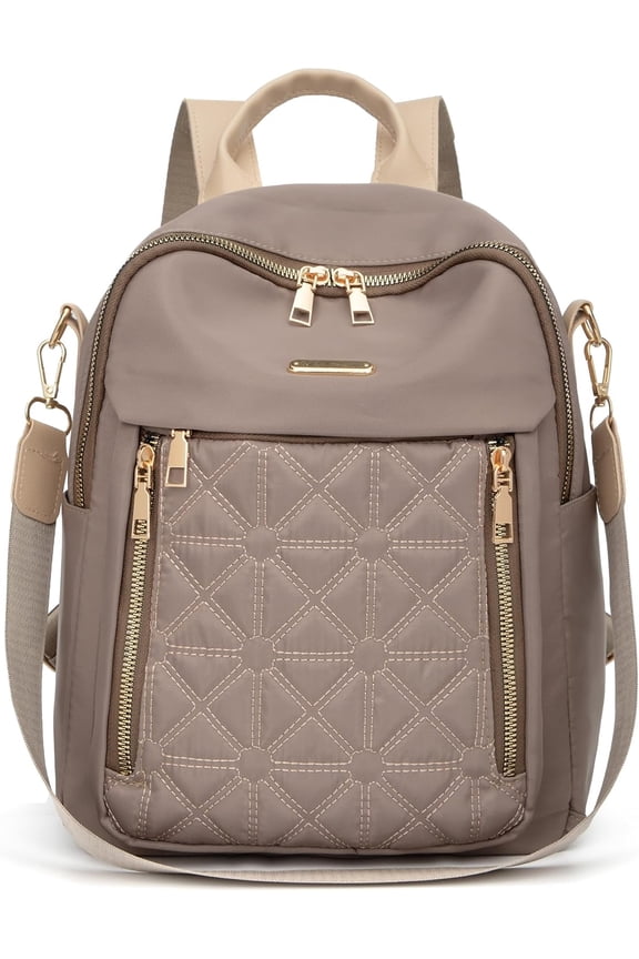 Mini Nylon Women Backpacks,Small Ladies backpacks Lightweight Shoulder Satchel Bag Tote Handbag Casual Travel Daypack (Beige)