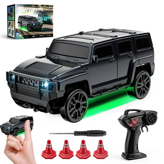 Mini Off-Road Car, 1:64 Scale Off-Road RC Drift SUV with Lights & Proportional Steering & 4WD – 2.4GHz Remote Car Toy, Racing Sport Toy Cars for Adults Boys Girls Kids Gifts