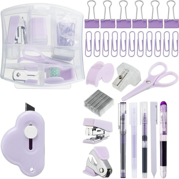 Mini Office Supply Kit, Stapler with Staples and Tape Dispenser Set, Stationary