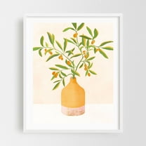 Mini Olive Tree - Painting Botanical Minimalist Floral Modern Art Kitchen Decor Pastel Fruit White Framed Wall Art Print 8 x 10 inches