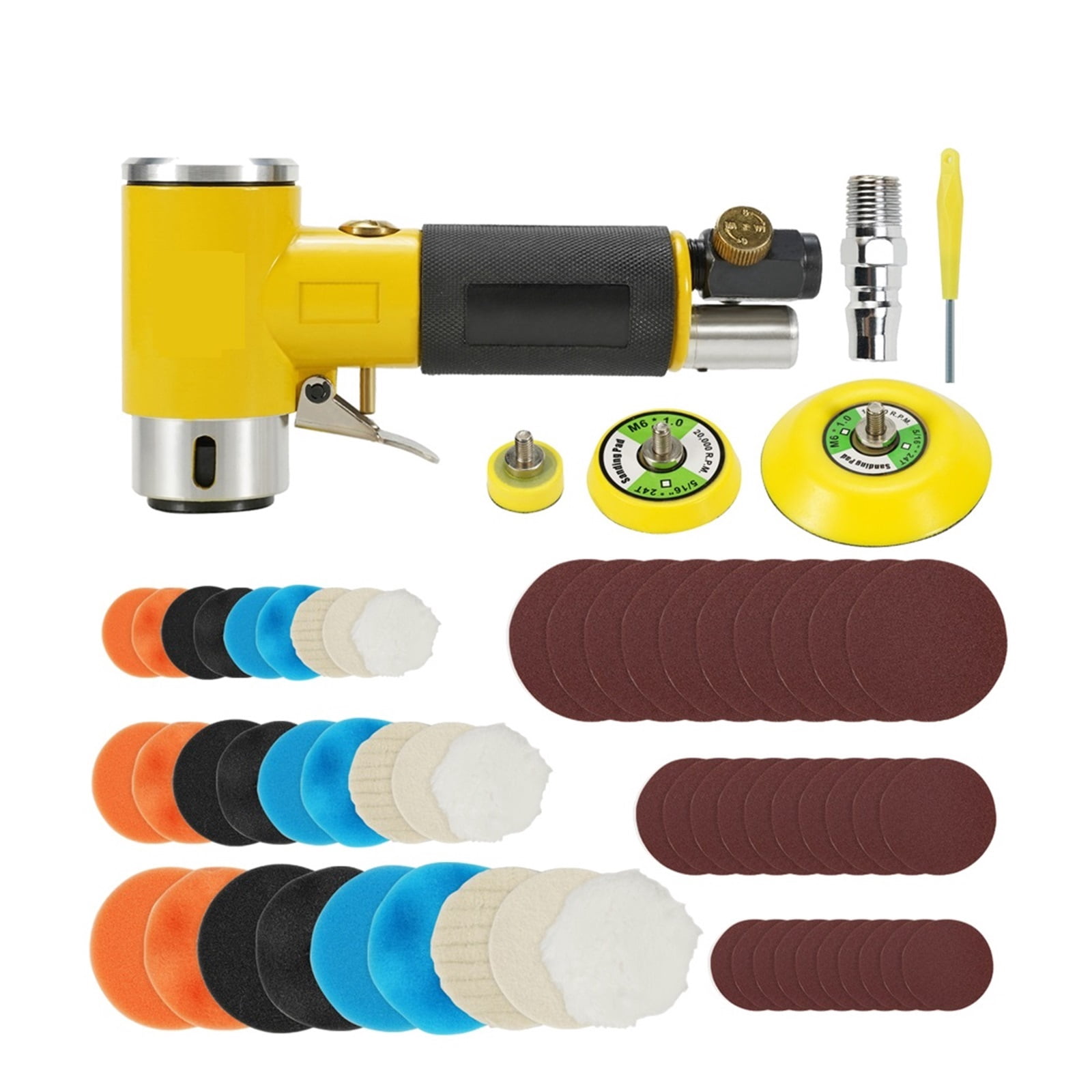Mini Orbital 2/3" Air Sander Pneumatic Polisher Grinder Buffer Dual Action Orbital Polisher 80PCS Sanderpaper Set ,Equipment Stability