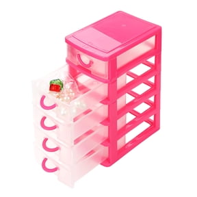 Mini Organizer Box Storage Container Case, Desktop Drawer Units, Pink, Art Craft Organizers and Storage, Vanity in Home Or Office Durable Plastic Container for Office Supplies Jewelry Desk Objects