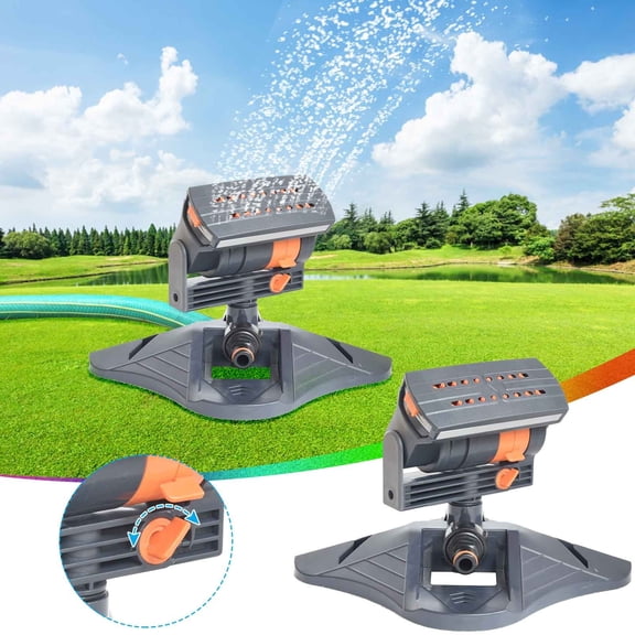 Mini Oscillating Water Sprinklers for Yard,Garden Sprinkler with Large Base,Adjustable Width,Range and Flow Rate,16 Nozzles,Grey