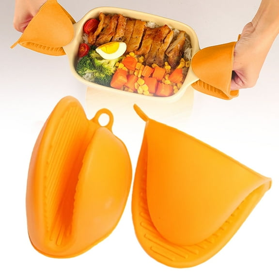 Mini Oven Gloves, Oven Heat Pot Holder, Cute Kitchen Mittens, Silicone Heat Resistant Cooking Pinch Mitts Potholder for Kitchen Cooking & Baking, 1 Pair, 4.4x3.2"