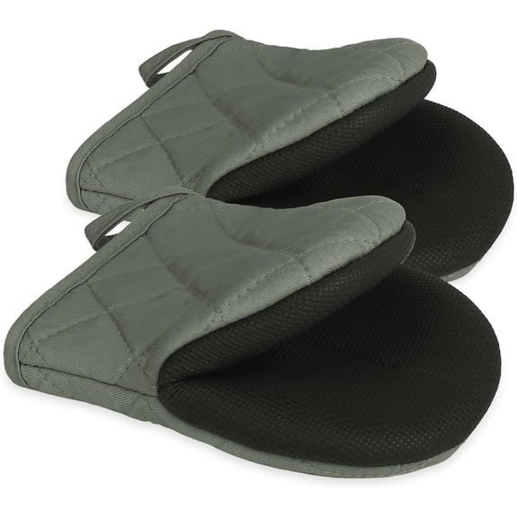 Mini Oven Mitts 2-Pack, 7"x5.5", 500F Silicone Grip, Gray