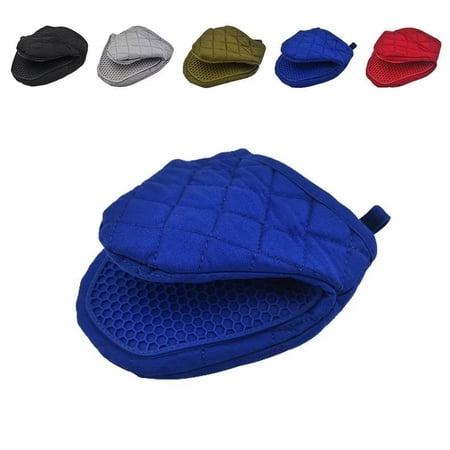 Mini Oven Mitts, Cook Mittens Silicone Oven Mitts with Quilted Liner Professionally Protect Your Hand During Baking Doing BBQ or Carry Hot Pot, Navy blue