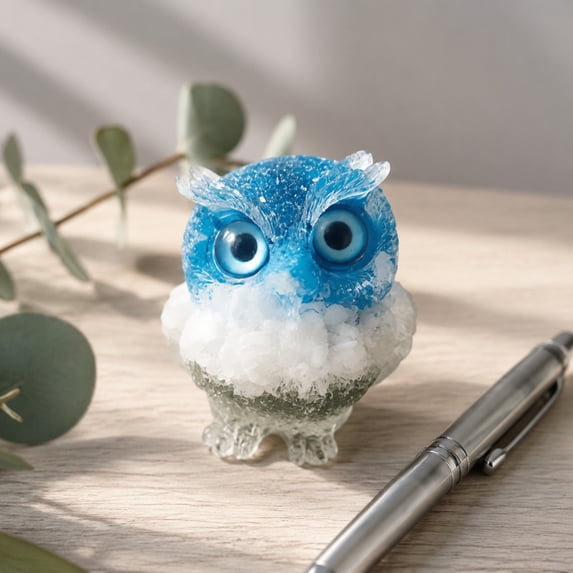 Mini Owl Ornament Crystal Gravel Handcrafted Figurine, Unique Stylish Compact Versatile Accent Decor Piece, Sentimental Gift Trinket for Interior Living Space Automobile Interior Display