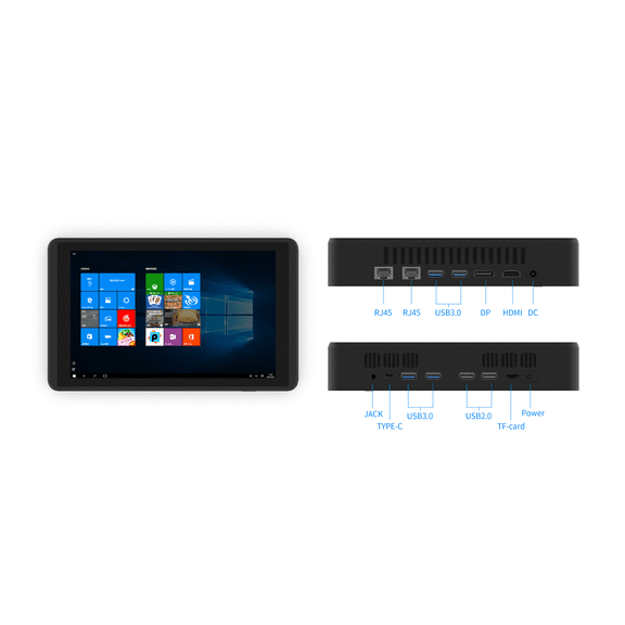 Mini PC 12th Gen N95 8GB RAM 128GB ROM, with 8inch Screen Dual RJ45 1000M LAN Full-Functional USB-C Mini Computer with Battery, 4USB 3.0 DP Jack WiFi 6 BT 5.2 4K Display HDMI Desktop Computer