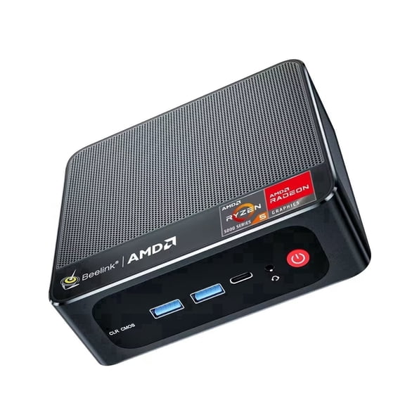 Mini PC AMD Ryzen 5 5600H (up to 4.2GHz) 6C/12T 16GB DDR4 500GB SSD Radeon Graphics Dual HDMI Fan-Cooled Compact Desktop Computer