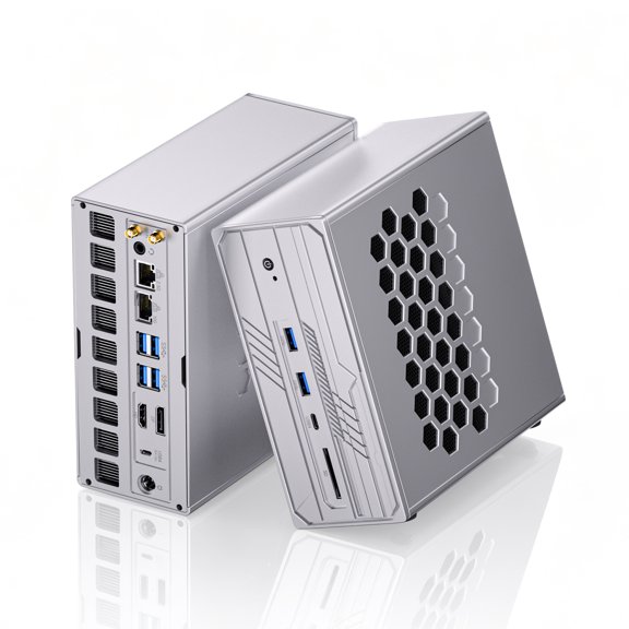 Mini PC AMD Ryzen AI Max+ 395 AI Server Workstation, 126TOPS 16C/32T, Radeon 8060S, 128G LPDDR5X, Dual 10G+2.5G LAN, Quad Screen, 4 M.2 Slots, WiFi 7, Windows 11 Pro