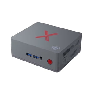 Mini PC Intel Celeron J3355 up to 2.5GHz, 4GB RAM 64GB eMMC, Dual HDMI1.4b Fan Cool for Home Office/Everyday Use Compact Size Gray