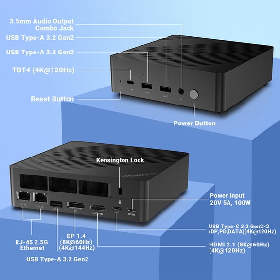 Mini PC with Intel Core Ultra 5 Processor 125H,Intel Meteor Lake-H AI,16 Cores Max 4.8GHz,16GB DDR4 RAM 512GB SSD, Mini Desktop Computer, Windows 11 Pro,2*2.5G RJ45, 4*USB3.2, 1*Audio Jack