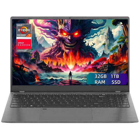 Laptop 15.6 FHD Gaming Laptop, AMD Ryzen 7 5825U, 32GB RAM, 1TB SSD, Windows 11, Graphite, WiFi 5, Backlit KB,Gray