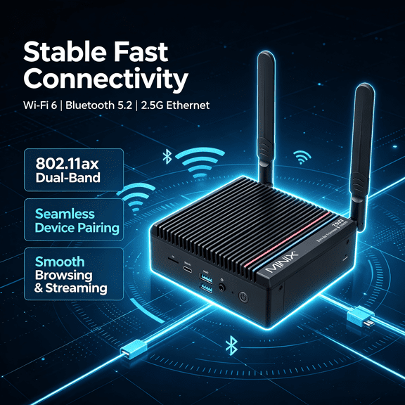 Mini PC Windows 11 Pro Desktop Computer Fanless,Intel Alder Lake-N N300(Up to 3.60 GHz),16G RAM/512G SSD, Powered by 12th Gen,Mini Desktop Computer,Home or Office PC,Black
