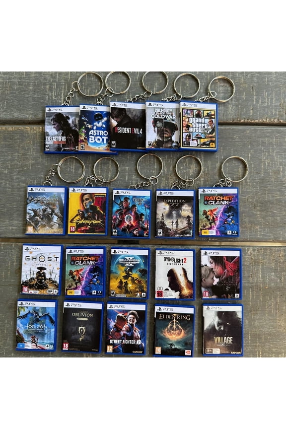 Mini PS5 Game Case Keychain Handmade Gift Collectible Keyring | Scratch + Water Resistant (1 keychain)