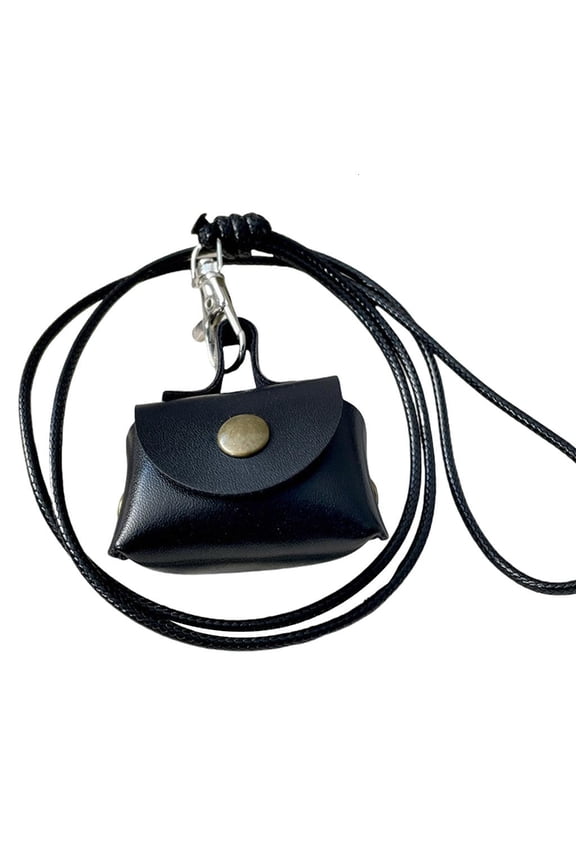 Mini PU1eatherCoin Purse Long Necklace for Stylish Wear Lipstick Bag Compact Jewelry Pouch Ladies Accessories