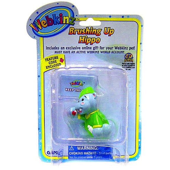 Mini PVC Figure Brushing Up Hippo, Each figure comes with a Feature Code that will unlock a special figure that goes into your Webkinz pet?s.., By Webkinz