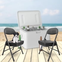 Mini Padded Folding Chairs, Portable Camping Chair with Cushion, Lightweight Lawn Chair for Outdoor Sports Events, , Fishing, Hiking, Hunting, Picnic, Beach (Black 2 Pack)