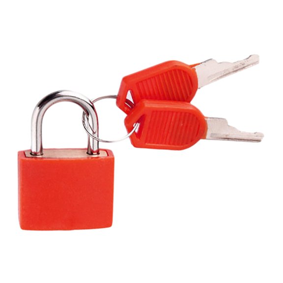 Mini Padlock Square Alloy Padlocks for Laptop Bag Luggage Red