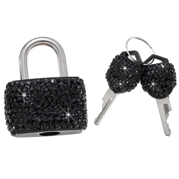 Mini Padlocks with Keys Small Luggage Locks Suitcase Locks Bling Metal Padlock Tiny Locks Jewelry Boxes Locks for Travel Backpack Decor, 1 Pc Black, Topboutique