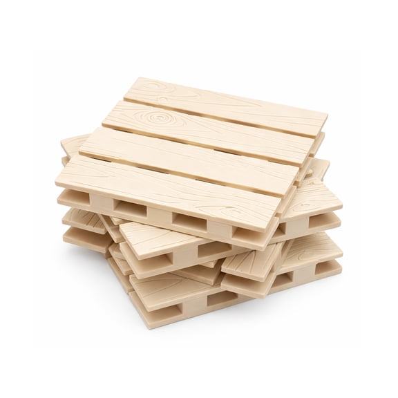 Mini Pallet Coasters Set of 4 3D Printed Wood Look Drink Coasters with Rubber Feet Reusable Table Protection