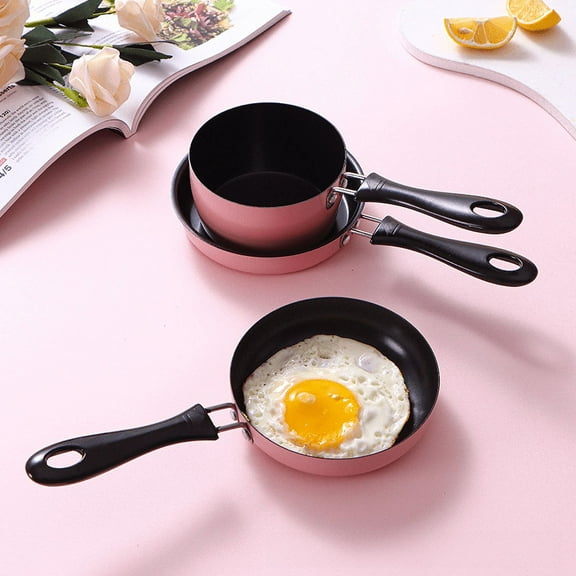 Mini Pan Non-stick Pan Frying Pan Egg Frying Pan Mini Kitchen Food Play Real Boiling Small Pink Small Pot for Children-12cm