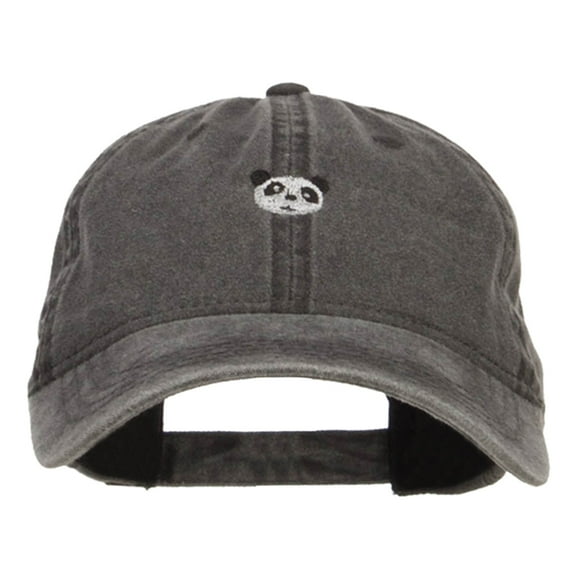 Mini Panda Embroidered Washed Cap - Black OSFM