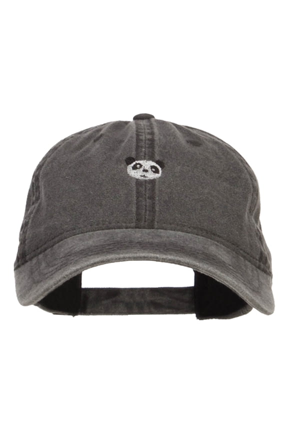 Mini Panda Embroidered Washed Cap - Black OSFM