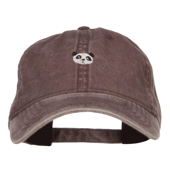 Mini Panda Embroidered Washed Cap - Brown OSFM