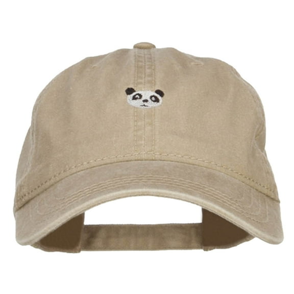 Mini Panda Embroidered Washed Cap - Khaki OSFM