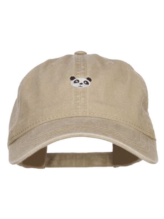 Mini Panda Embroidered Washed Cap - Khaki OSFM