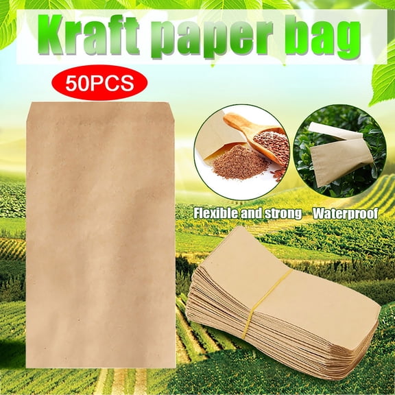 Mini Paper Packets 50 Pack Kraft Seed Envelopes Water Seal Small Storage Envelopes For Garden Seed Saving Office Tiny Parts Wedding Favor DIY Crafts