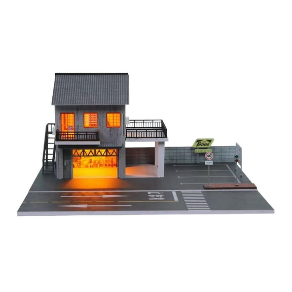 Mini Parking Lot Underground Garage 1/64 Scale Model with Light Simulation for Toy Car Storage and Decoration